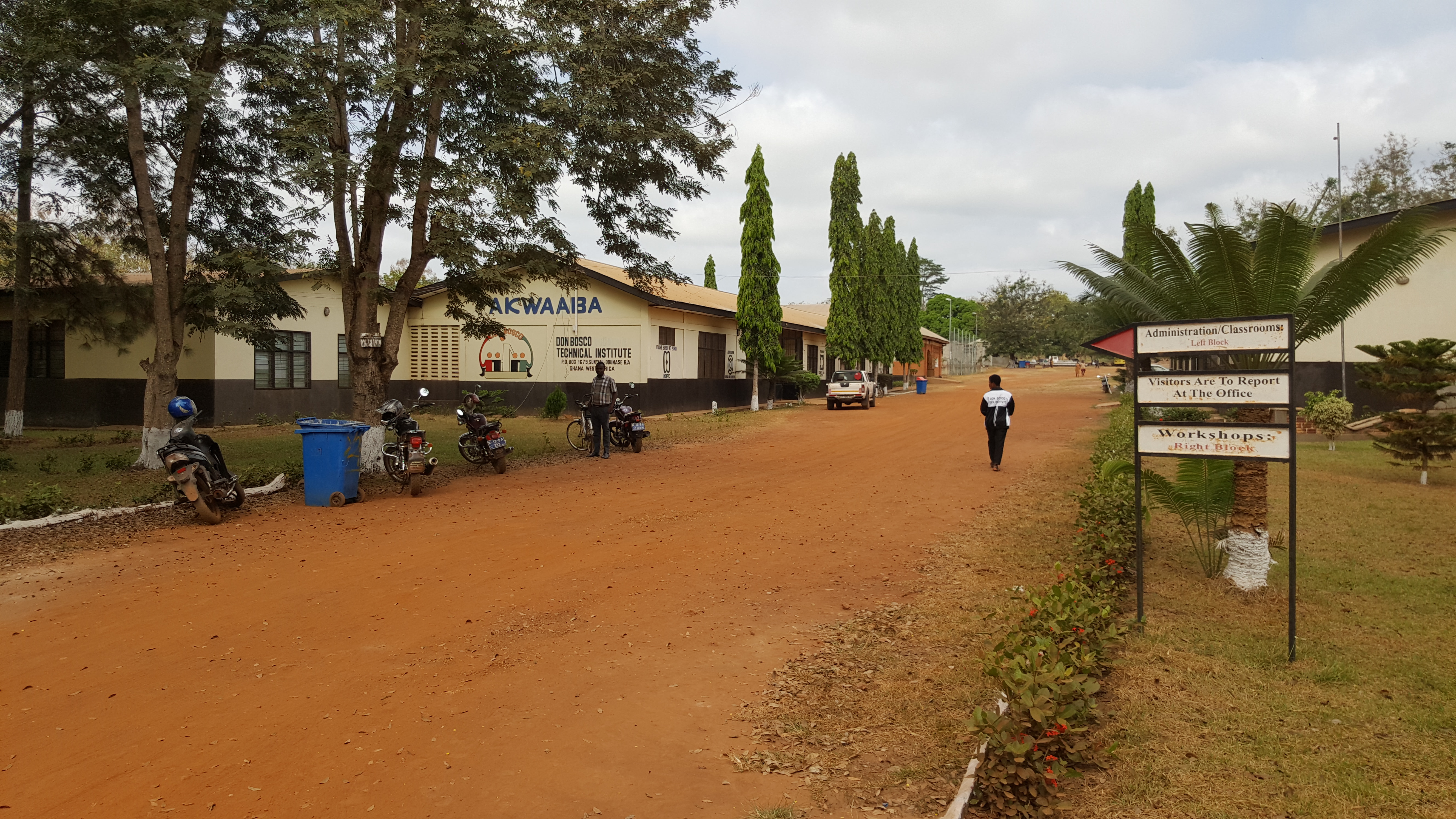 Technical workshop buildings and campus grounds at DBTI Odumase