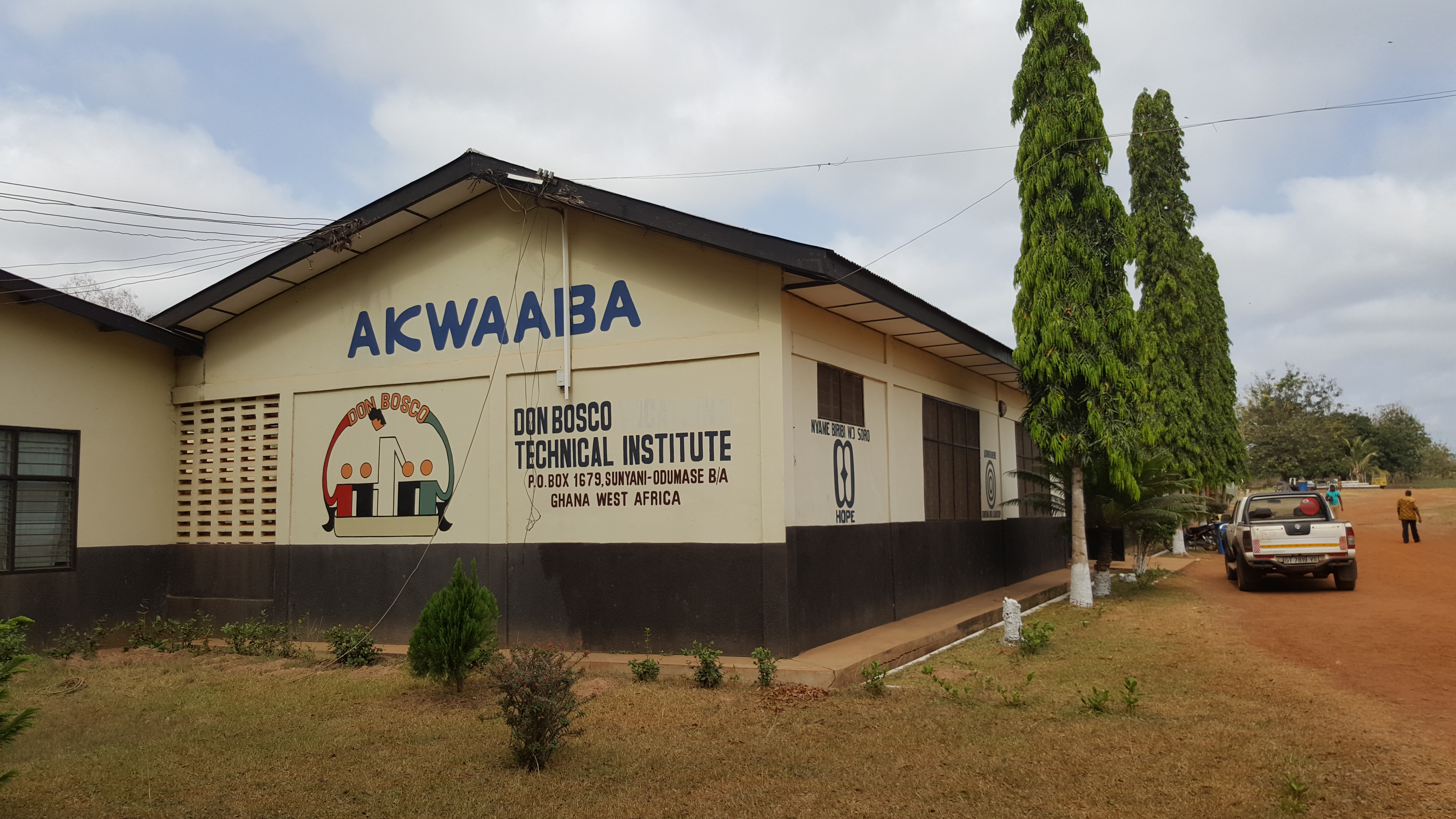 Main entrance and campus block at Don Bosco Technical Institute, Odumase